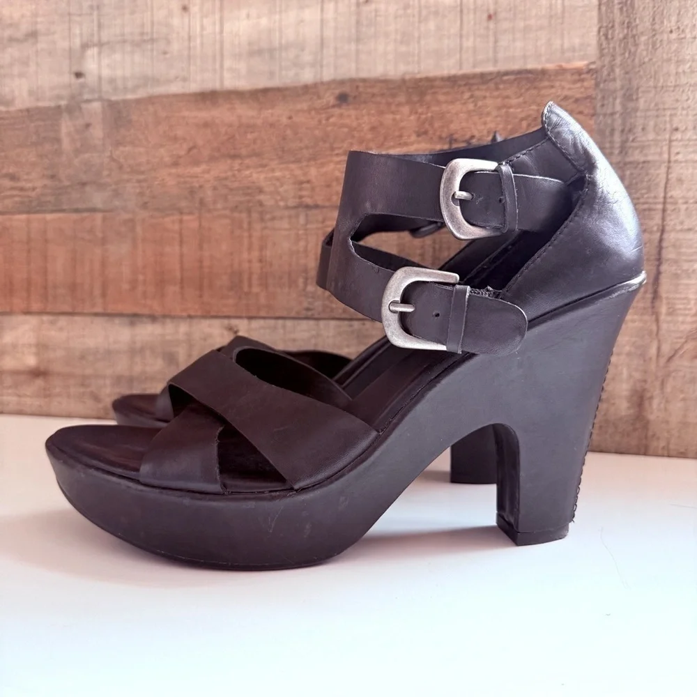 Kork-Ease Teresa Leather Platform Wedged Heeled Sandals